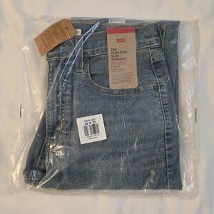 Levis 724 High-Rise Slim Straight Jeans - Light Wash - Size 30